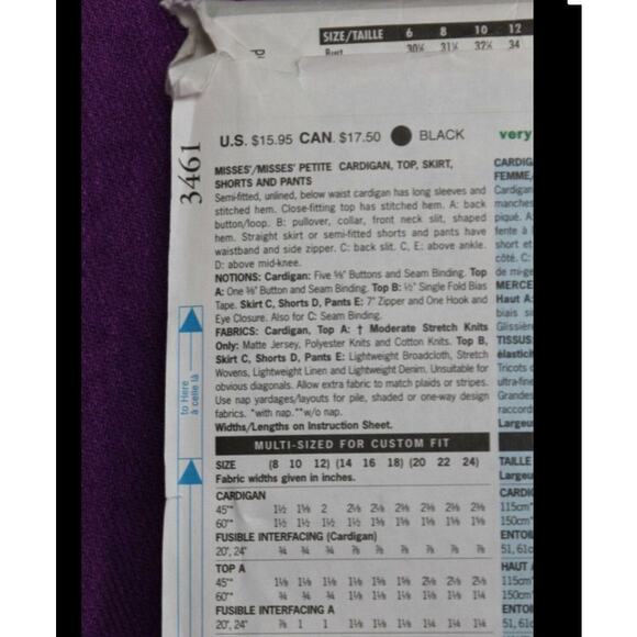 Butterick 3461 Sewing Pattern Jacket Skirt Top Size 8 10 12 - Picture 4 of 8